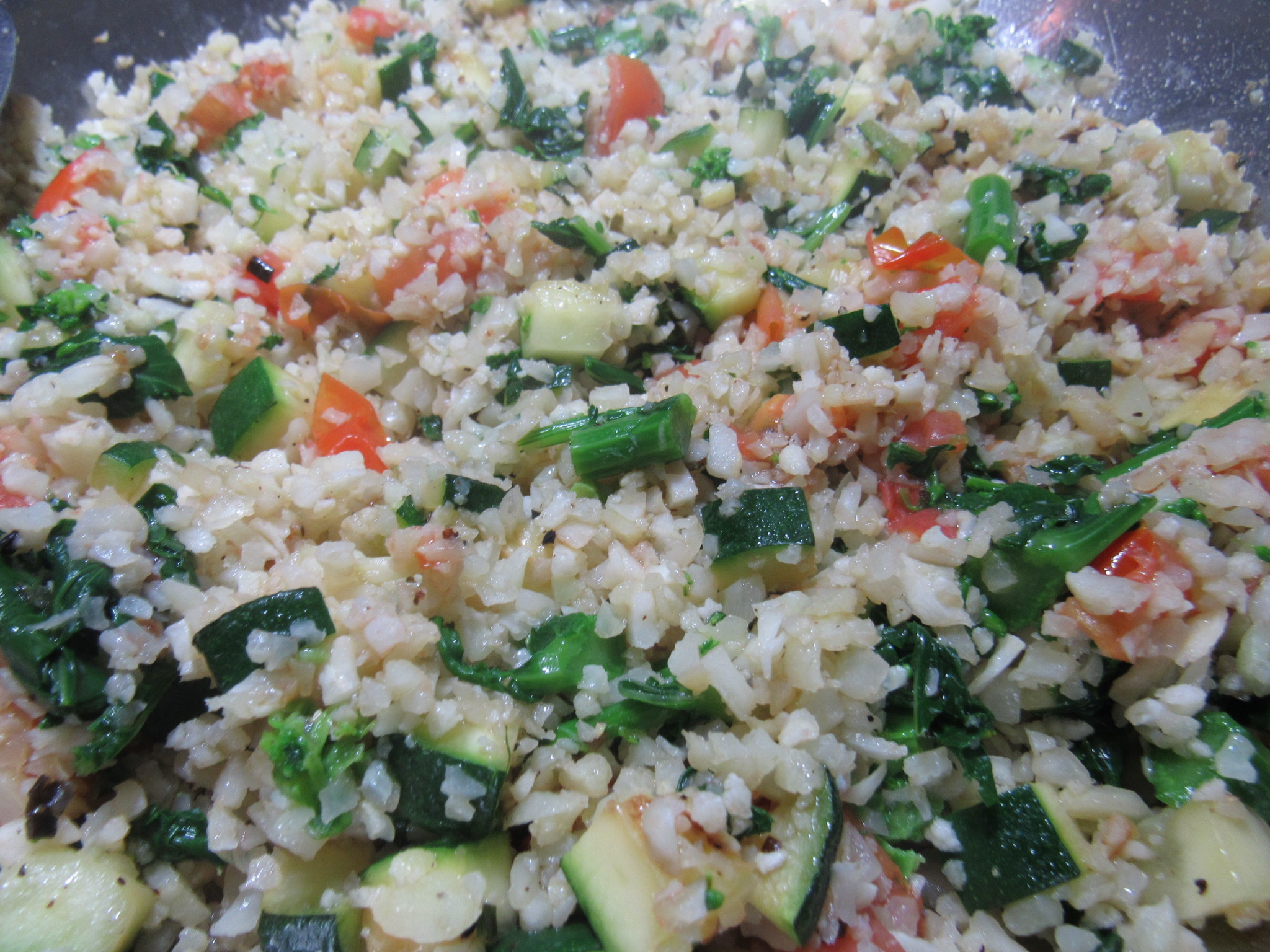 Cauliflower Rice with Zucchini/Tomato/Broccoli Rabe
